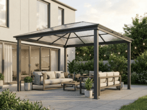 gambar vgazebo estetik dengan atap polikarbonat