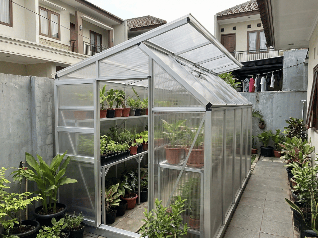 Greenhouse rumahan dengan polycarbonate