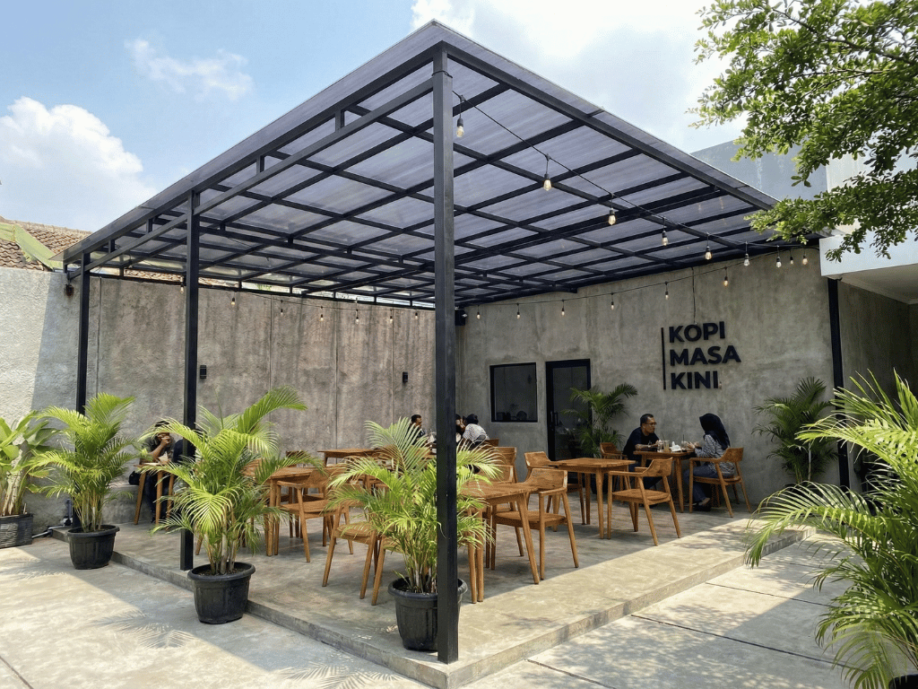 atap cafe outdoor polycarbonate silver