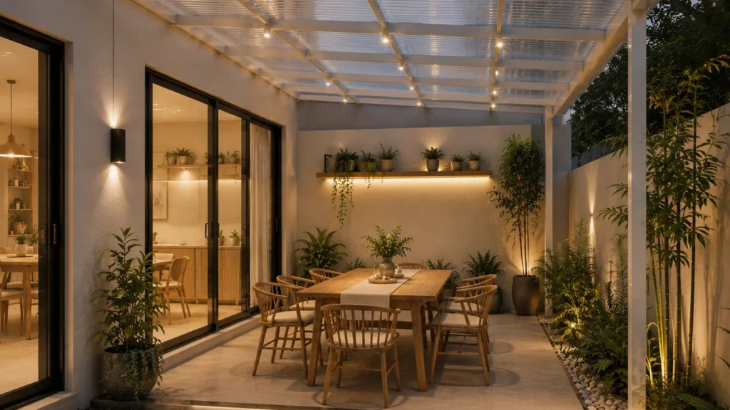 kanopi teras belakang rumah ruang makan
