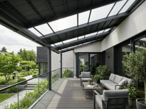 perpaduan atap solid dan polycarbonate