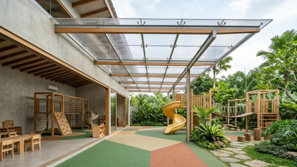 Kanopi Transparan untuk Area Bermain Indoor-Outdoor