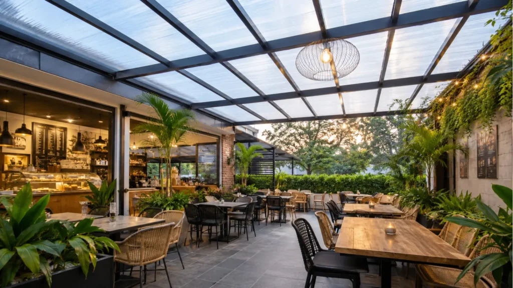 Penggunaan atap polycarbonate di kafe