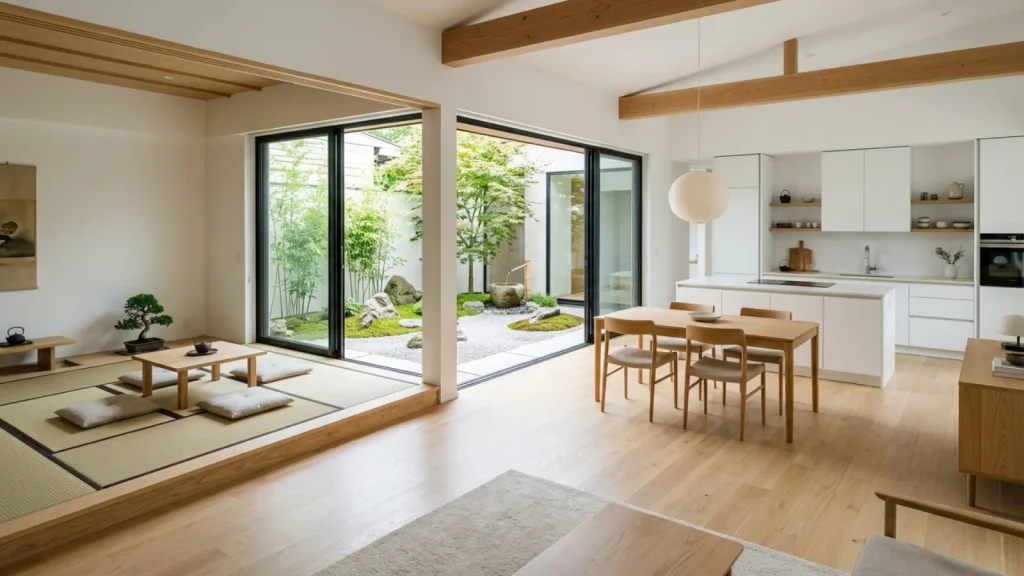 Rumah open space dengan gaya japandi