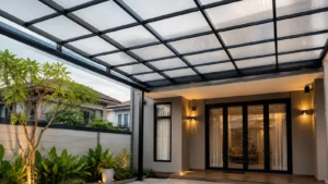 Kanopi yang memakai atap polycarbonate