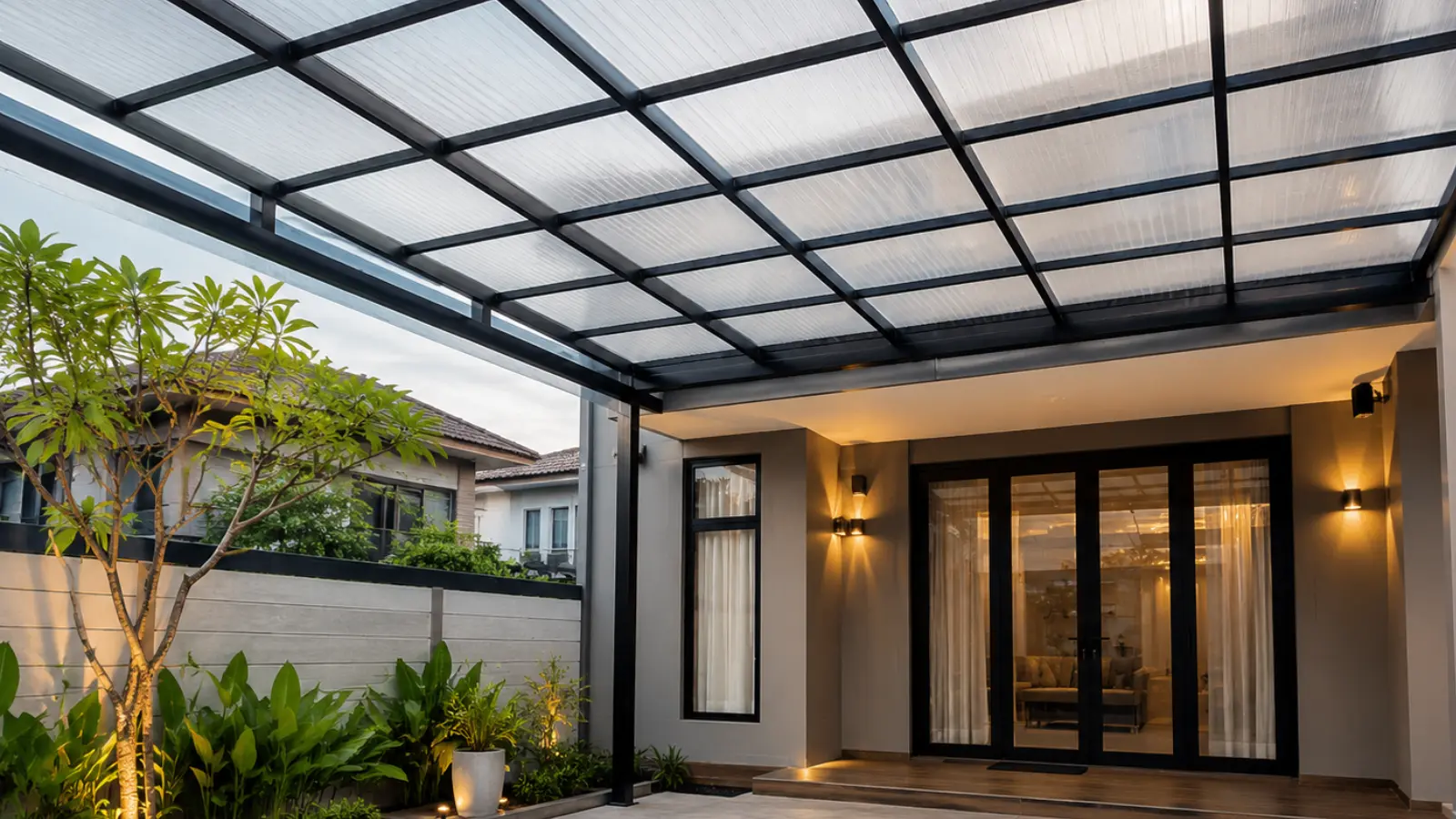 Kanopi yang memakai atap polycarbonate