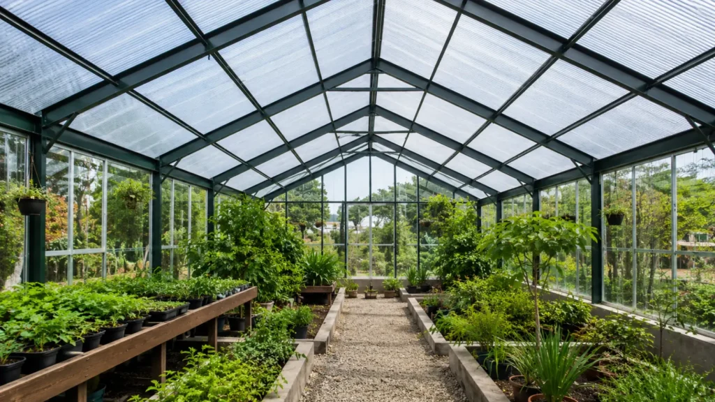 Greenhouse dengan atap polycarbonate