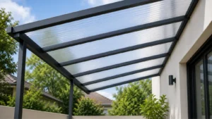 Atap polycarbonate yang dipasang sesuai dengan sudut kemiringan