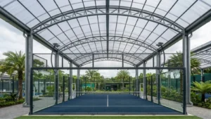 Atap polycarbonate untuk lapangan padel