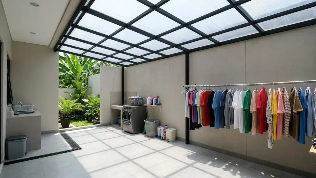 Atap polycarbonate untuk area jemur