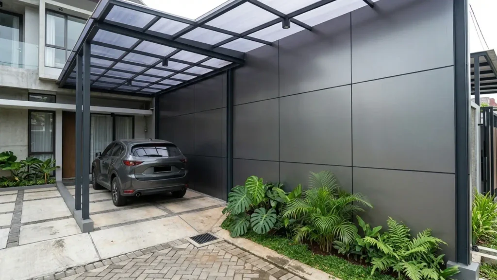 Carport dengan Dinding Samping ACP
