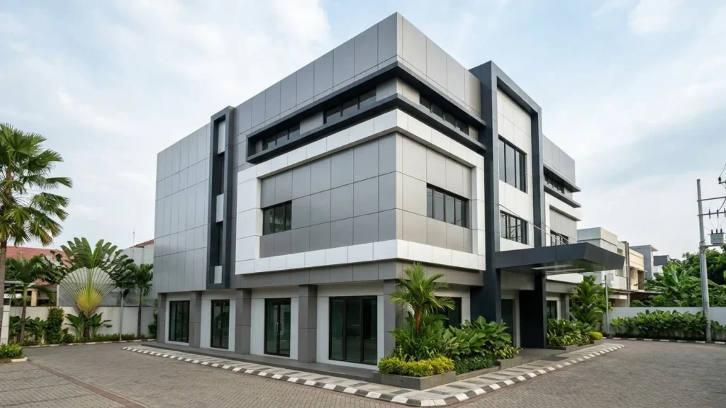 Bahan ACP pada fasad bangunan